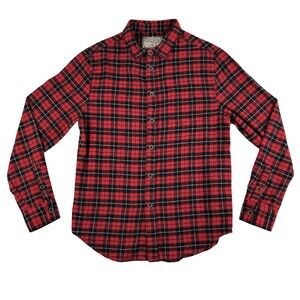JACHS MFG CO Shirt Mens Small Red Plaid Flannel Long Sleeve Button Front Casual